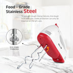 iBELL WHISK280 Hand Mixer, 280W, 7 Speed Control Plus Turbo, Beater/Blender/Electric Cream Maker for Cakes, stainless, Dough Hooks (White)