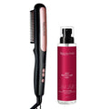 Urban Yog MakeMeeBold Hair Straightener Brush with Heat Protectant Spray | Frizz-Free Electric Hair Straightening Comb | Ceramic Coated Plates, 5 Temperature Settings, 1200W, Black