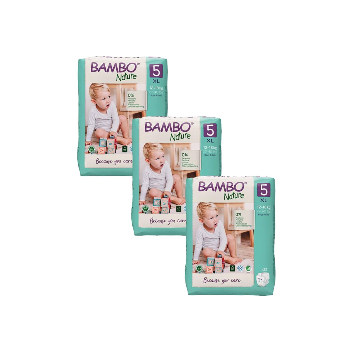 Bambo Nature Premium Baby Tape Diapers for Kids XL Size (12-18 Kgs), Super Absorbent, Breathable, Extra Soft, Dermatologically Tested Nappies, Bamboo Diaper With Wetness Indicator, 66 Count
