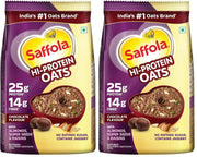 Saffola 25g High Protein Oats | 14g High Fibre | 1kg | Chocolate flavour | No Refined Sugar | With Almonds, Raisin, Pumpkin and Chia Seeds | Rolled Oats for Weight management & Muscle gain (Pack of 2)