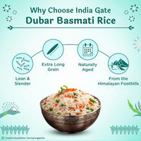 India Gate Dubar Basmati Rice | Long Slender Grains | Fluffy & Non-Sticky | 1 kg