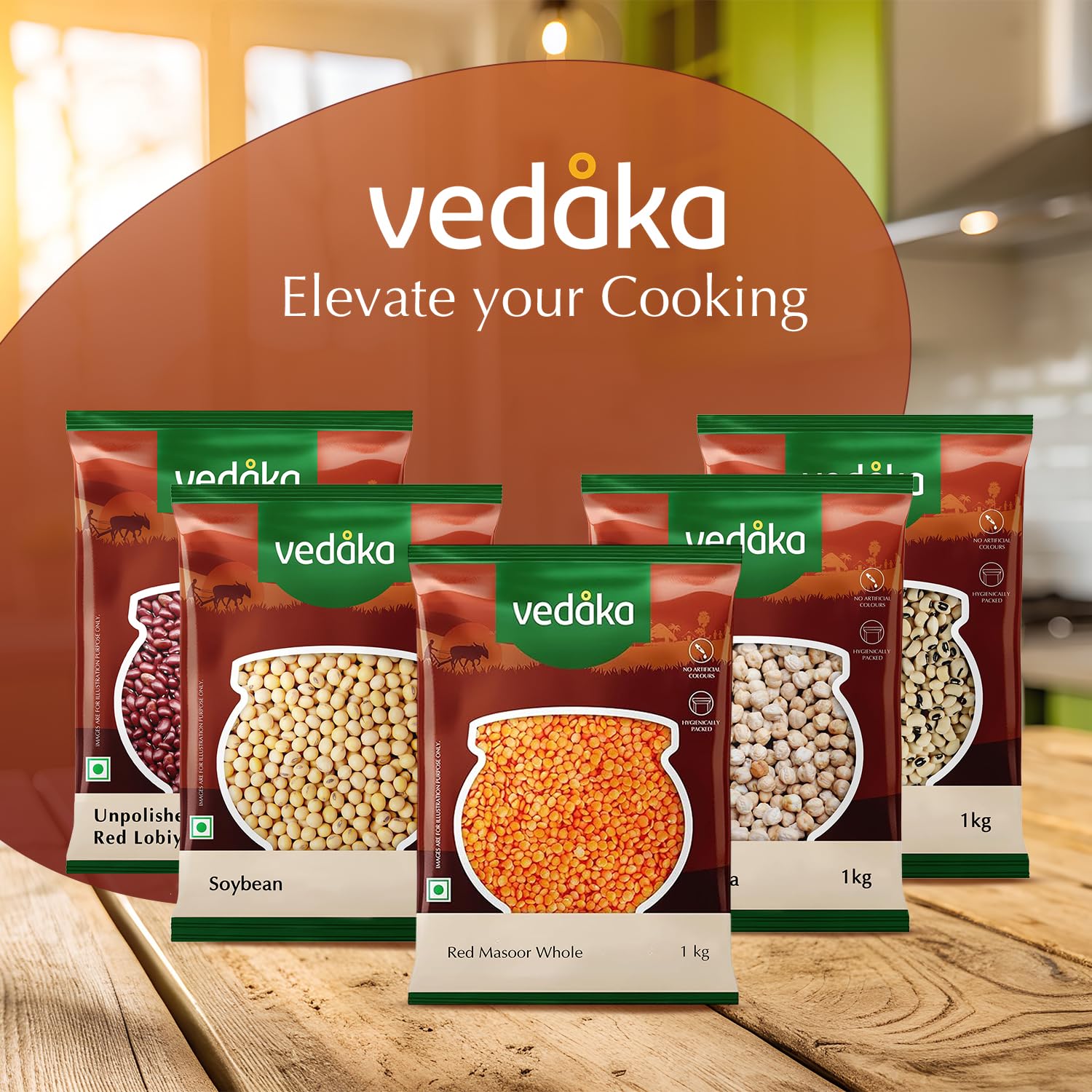 Amazon Brand - Vedaka Unpolished Red Masoor Dal (Whole) | 1 Kg