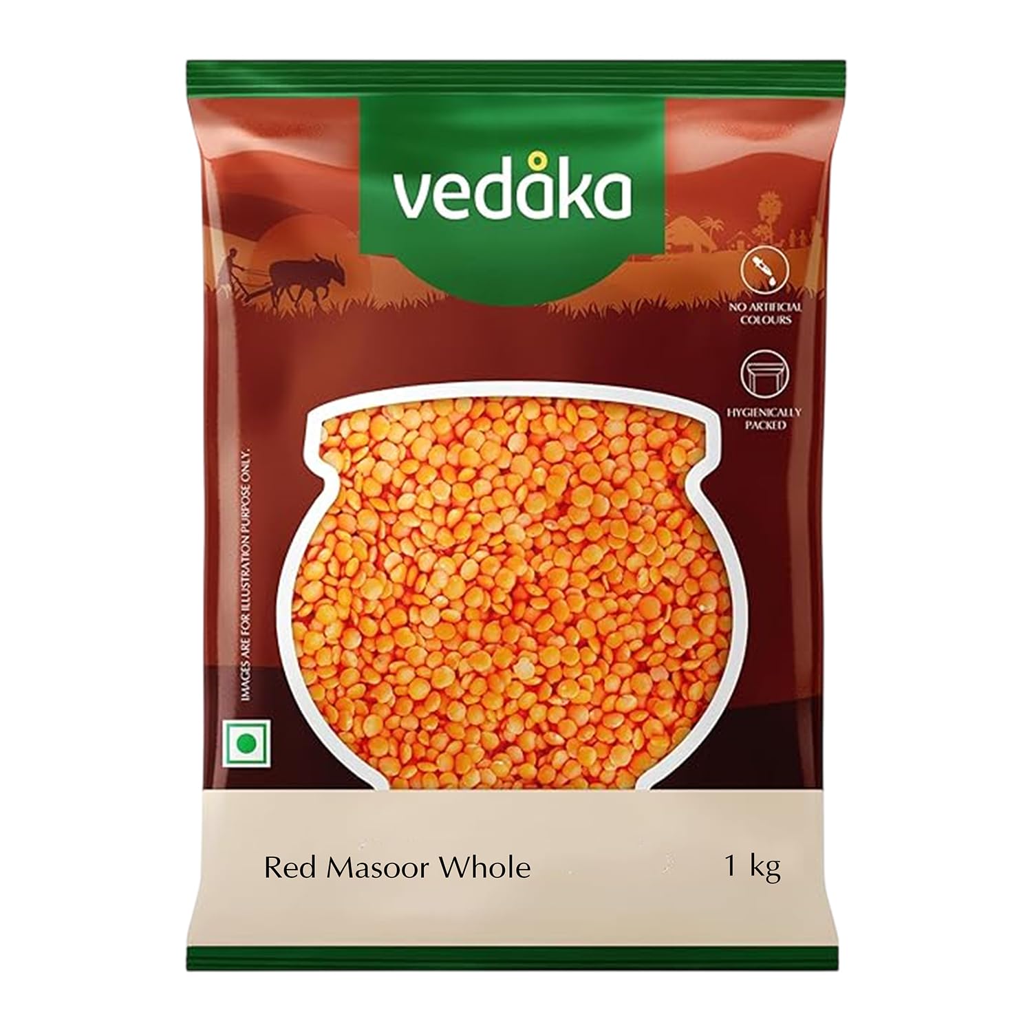 Amazon Brand - Vedaka Unpolished Red Masoor Dal (Whole) | 1 Kg