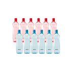 MILTON Pacific 1000 Pet Water Bottles, 1 Litre Each, Set of 12, Sky Blue and Red | BPA Free | Leak Proof | Office Bottle | Gym Bottle | Home | Kitchen | Travel Bottle | Hiking | Treking | Reusable