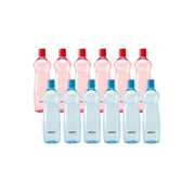 MILTON Pacific 1000 Pet Water Bottles, 1 Litre Each, Set of 12, Sky Blue and Red | BPA Free | Leak Proof | Office Bottle | Gym Bottle | Home | Kitchen | Travel Bottle | Hiking | Treking | Reusable