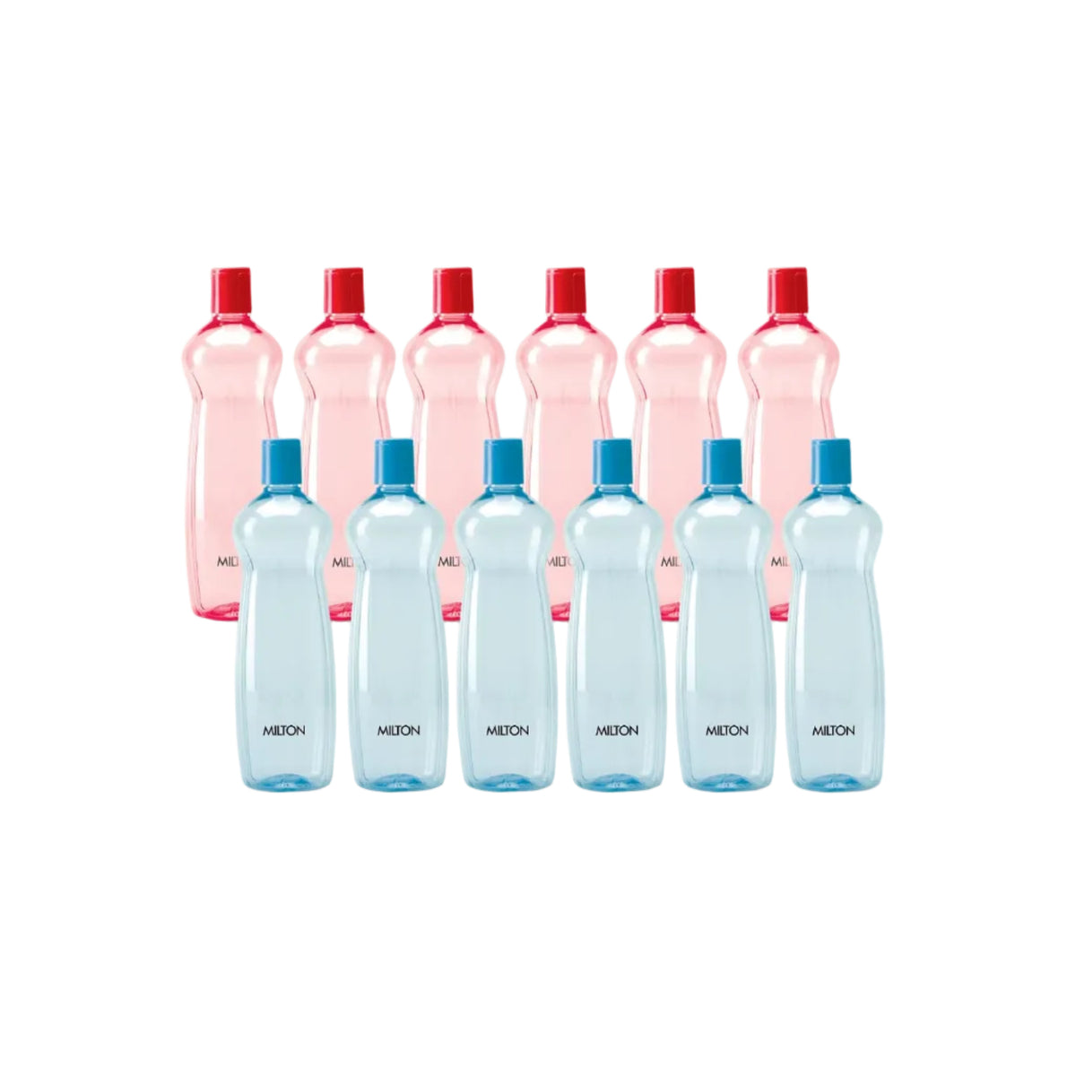 MILTON Pacific 1000 Pet Water Bottles, 1 Litre Each, Set of 12, Sky Blue and Red | BPA Free | Leak Proof | Office Bottle | Gym Bottle | Home | Kitchen | Travel Bottle | Hiking | Treking | Reusable