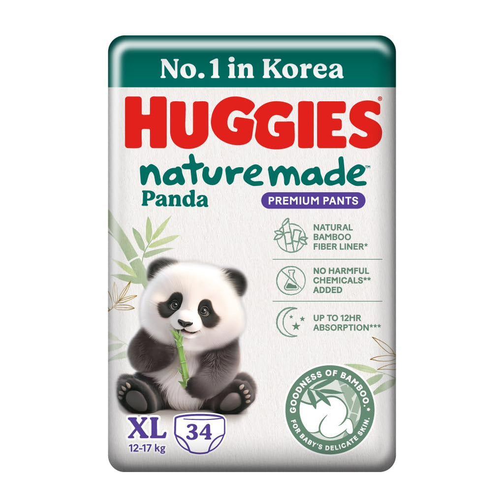 Huggies Naturemade Premium Ultra-thin Bamboo diapers XL 34pc,12hr lock