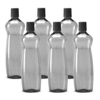 MILTON Pacific Pack of 6 Water Bottles, 1 Litre Each, Reusable Plastic Fridge Bottle Set, BPA Free and Leak Proof Bottles for Travel, Work, Grey