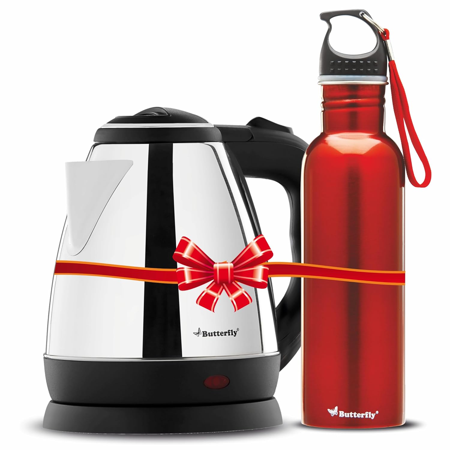 Butterfly EKN Stainless Steel Electric Kettle 1.5L + Eco SS Water Bottle 750ml Combo | Auto Shut Off | Dry Boil Protection | Coffee,Tea,Soup,Noodles | Home,Office,Travel,Kitchen Bottle,1500 Watts