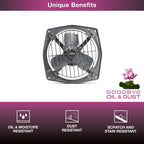 Usha Aeroclean 300 mm (12‑Inch) Exhaust Fan | Goodbye Oil & Dust Lacquer Coating | 100% Copper Motor | Scratch‑&‑Stain‑Resistant | Aerodynamically Balanced Blades | 2‑Year Warranty| Metallic Grey