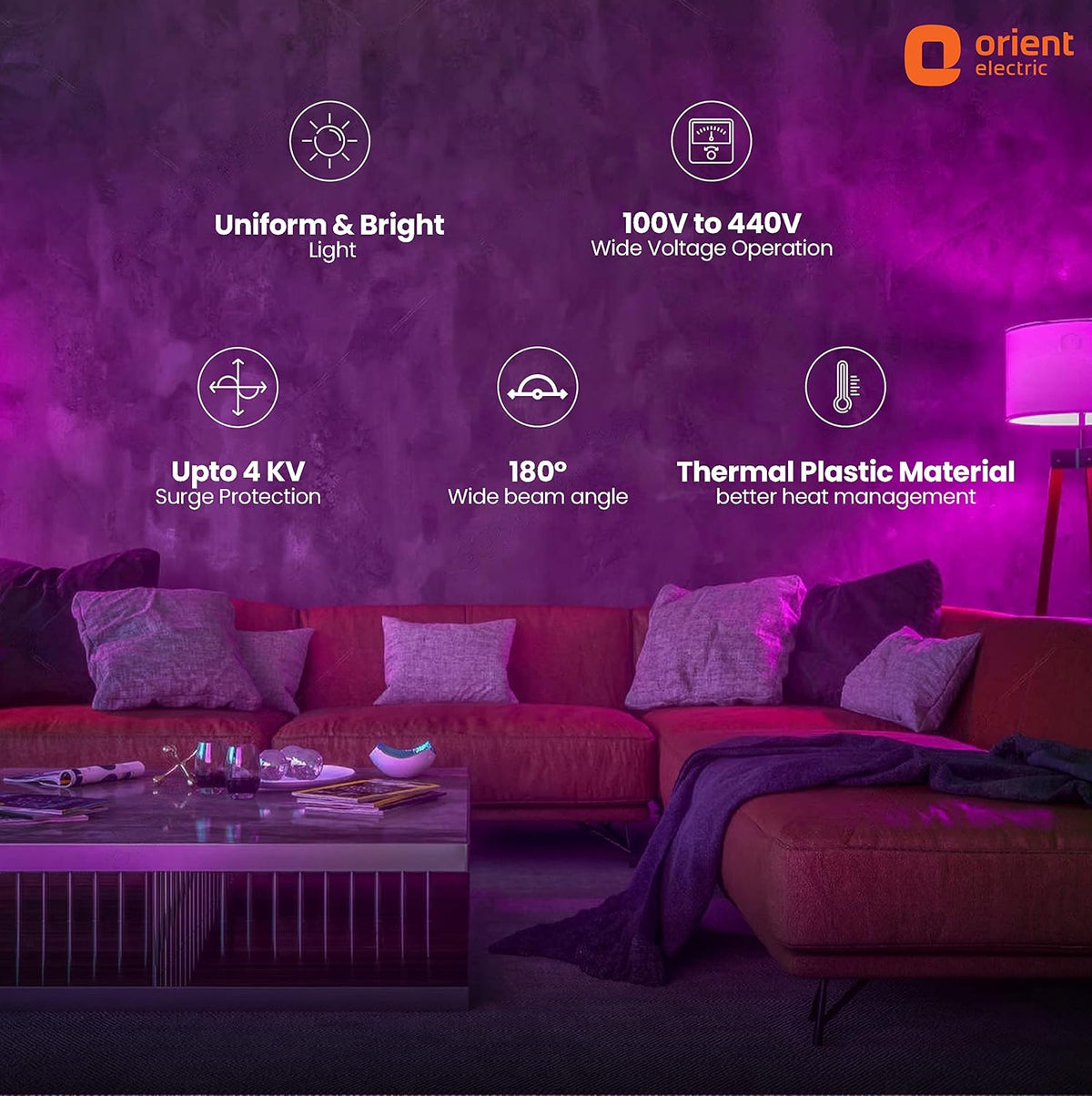 Orient Electric Eternal Shine LED Bulb 7W, Multicolour (Pack of 2)