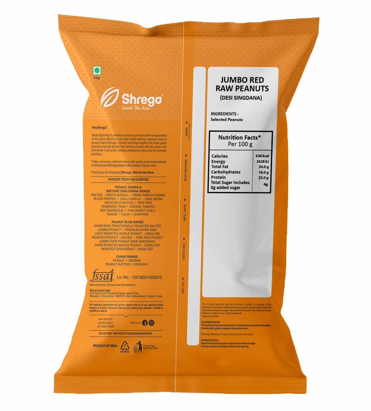 Shrego Jumbo Raw Peanut, Desi Singdana, Vacuum Packed (1 kg)