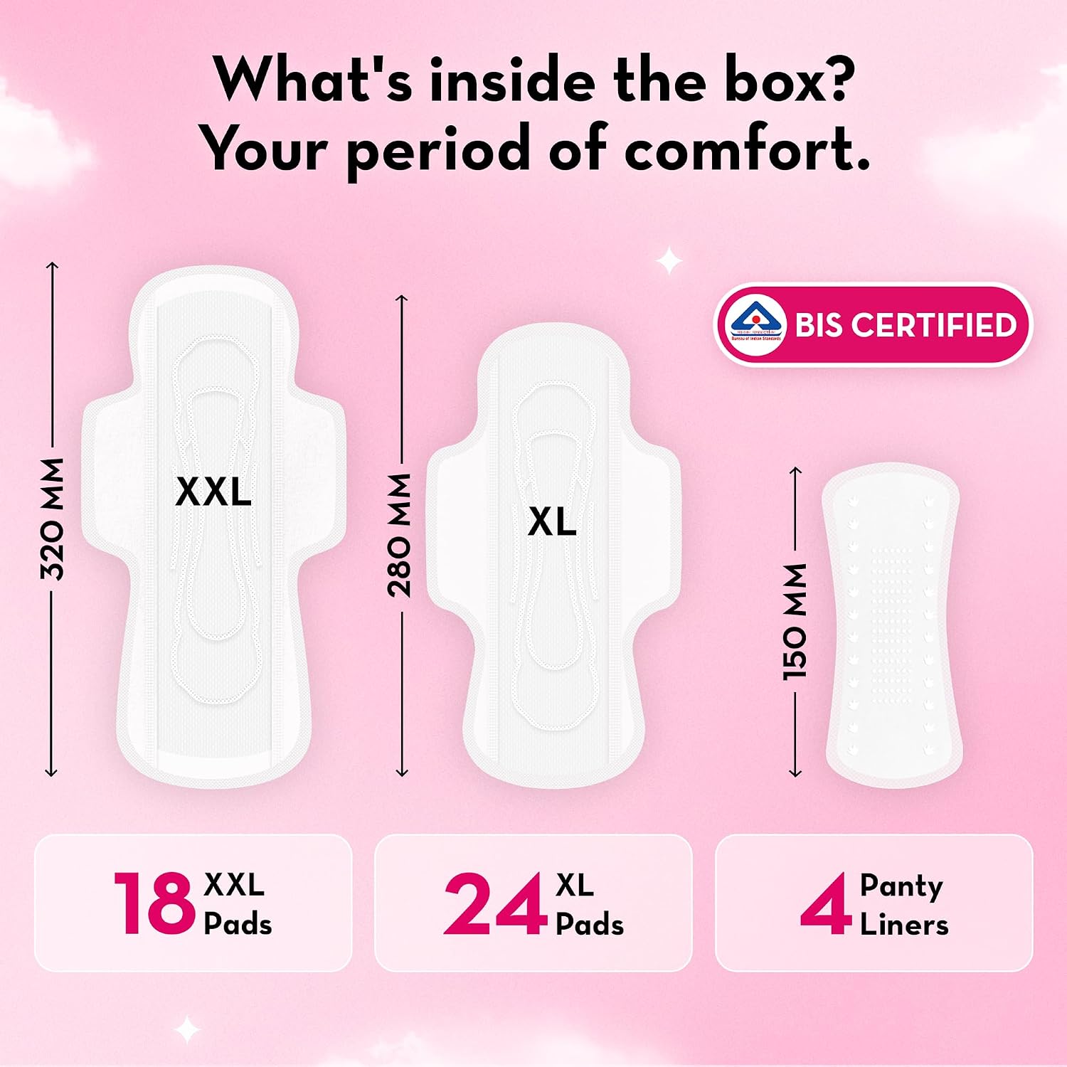 Plush Ultra-Thin Sanitary Napkins for Women, 42 Pcs | SUPER SAVER PACK | 24 XL Pads (Light-Medium Flow), 18 XXL Pad (Heavy Flow), 4 Panty Liners | 100% Rash-Free | Pure U.S. Cotton Sanitary Pads | No Fragrance | No Toxic-Chemicals