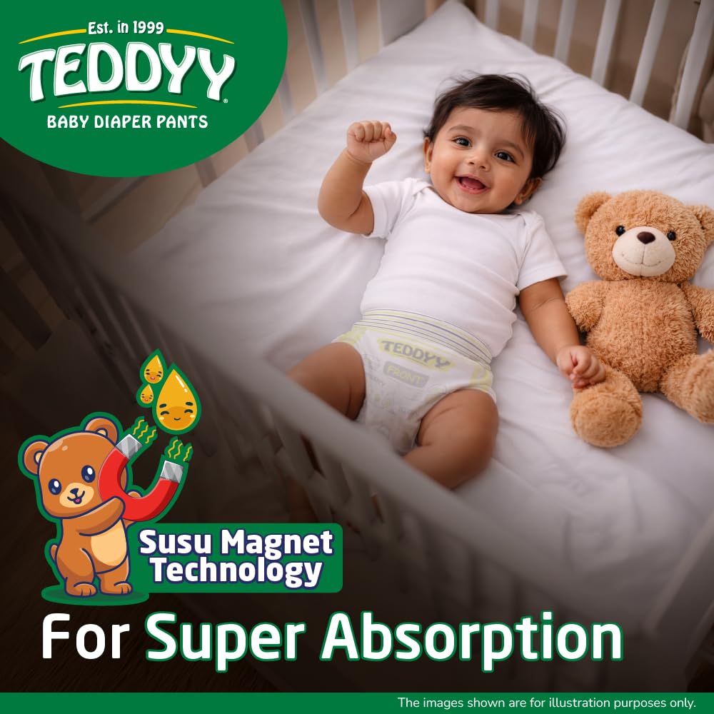 TEDDYY Easy Baby M Size Diaper Pant Style | 74 Count (Medium) | 7–12 kg (Pack of 1)