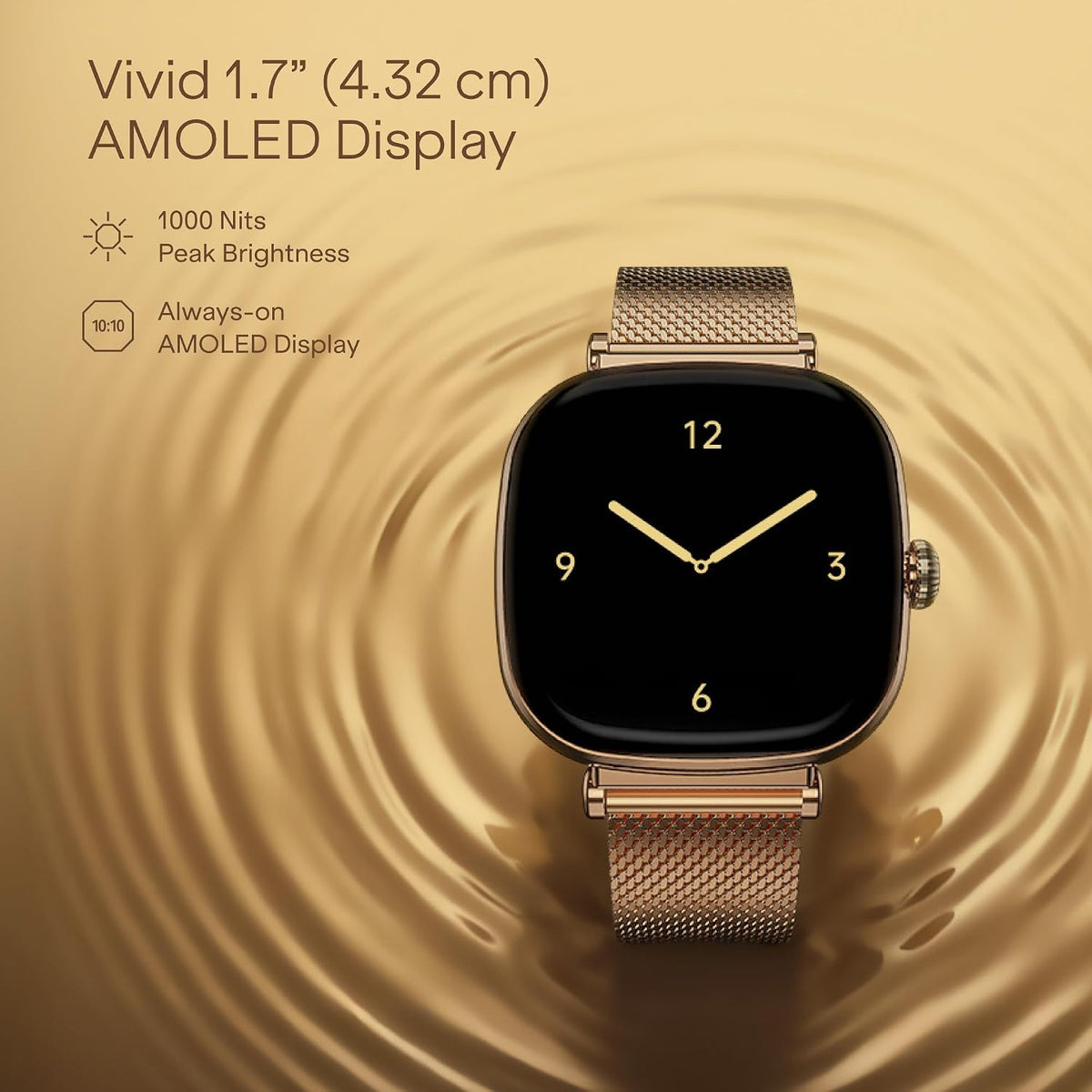 boAt Chrome Ivory Smart Watch for Women, co-Designed with GIVA, 1.7" AMOLED Display, 1000 nits Brightness, Premium Metallic Build, Female Wellness Tracker smartwatch for Women (Rose Gold)