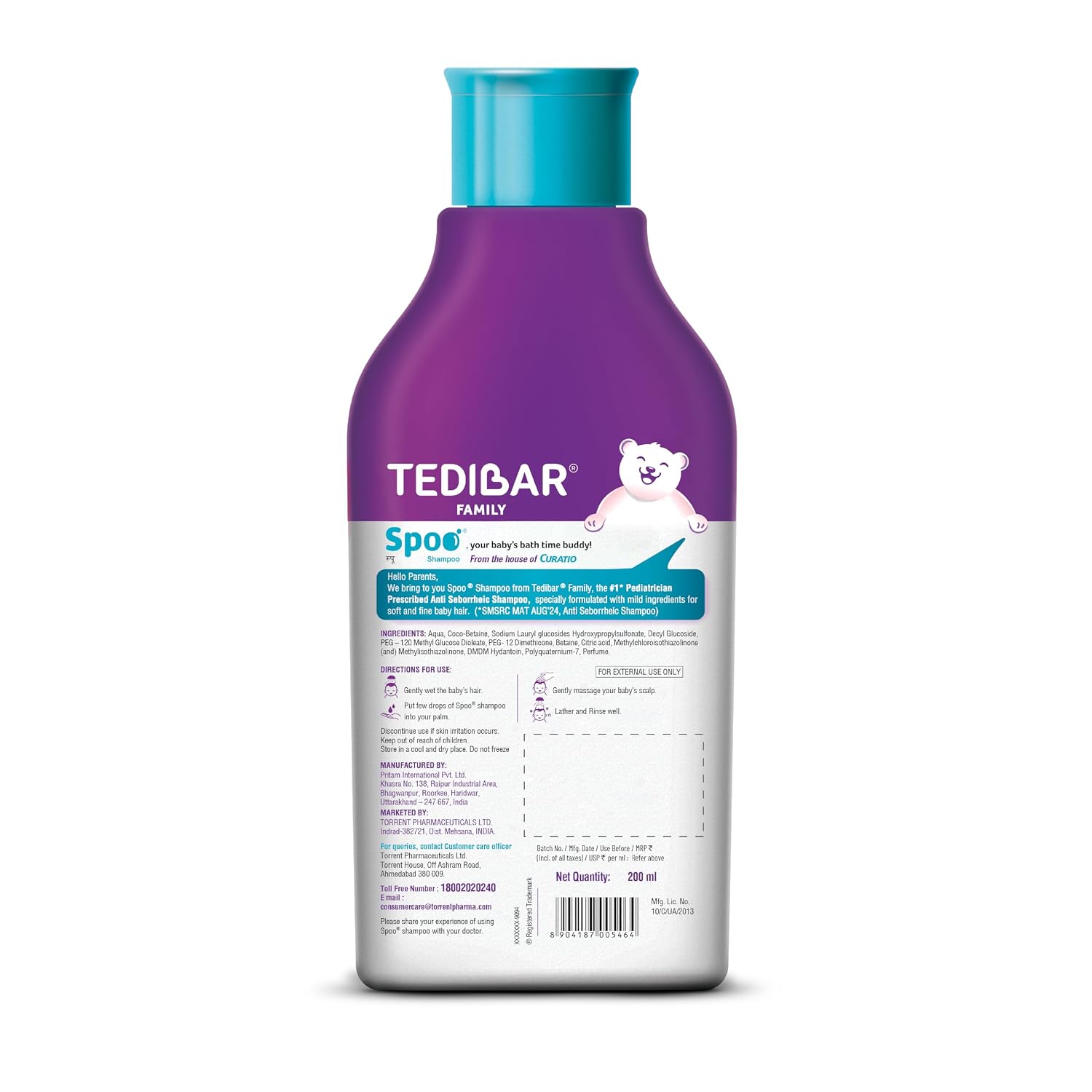 Spoo No-Tear Formula baby shampoo 200ml from Tedibar Family