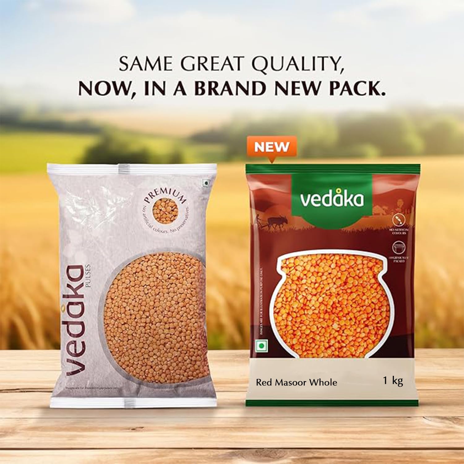 Amazon Brand - Vedaka Unpolished Red Masoor Dal (Whole) | 1 Kg
