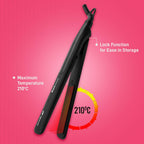 Ikonic Me Black Beauty Hair Straightener, Ceramic Floating Plates, Adjustable Temperature Up To 230°C, Quick Heat-Up Technology, Smooth, Sleek & Shiny Hair Styling, Hair Straightening Tool For Women, Black