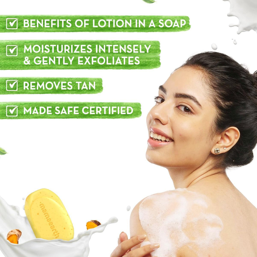 Mamaearth Ubtan Moisturizing Lotion Soap 125g x 8 (Pack of 8) | Removes Tan | Benefits of Lotion in a Soap | Gently Exfoliates & Deeply Cleanses |Nourishes Dry Skin |Non Drying |Grade 1 Soap