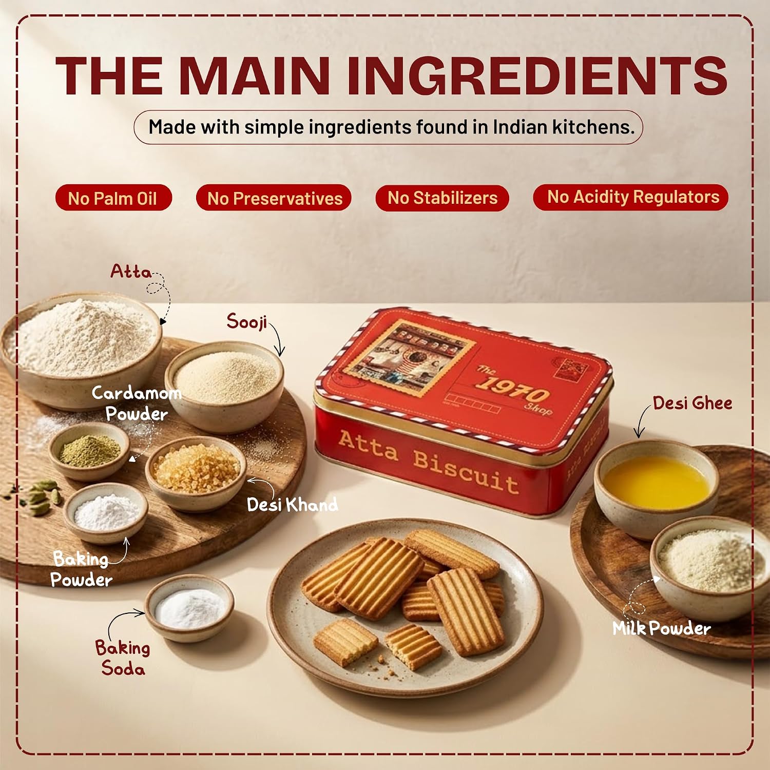 The 1970 Shop Atta Biscuits (200g) + Thekua (250g)