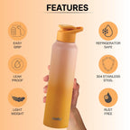 CELLO Aqua Pro Max Stainless Steel Water Bottle 1000 ml Pink & Yellow | ISI Certified Single Wall Rust & Leakproof Fridge Safe Stylish Easy Grip Colorful Steel Water Bottle For Office & Daily Use