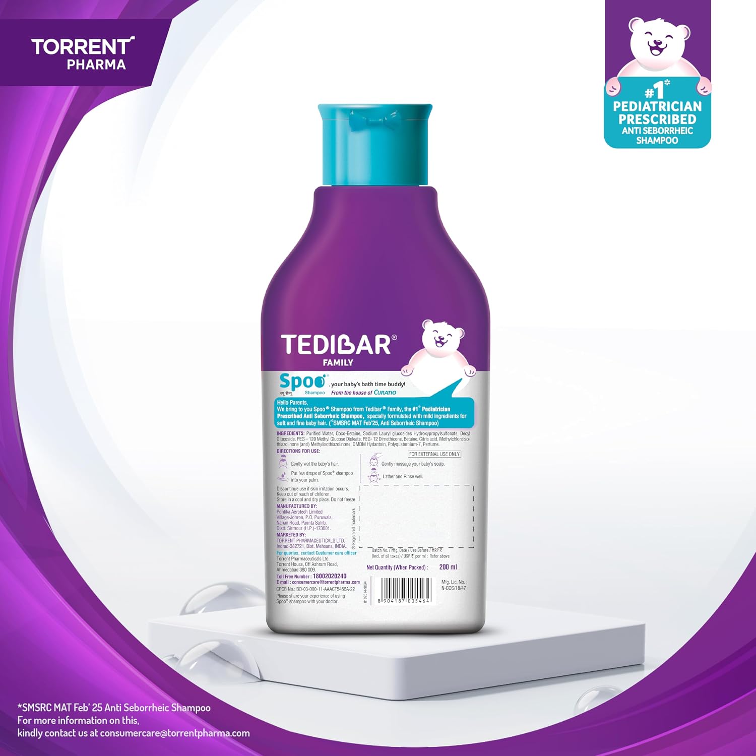 Spoo No-Tear Formula baby shampoo 200ml from Tedibar Family