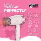 Havells Styling Hair Dryer | 3 Detachable Attachments | Diffuser, Quill-Style Comb & Aerofocus Nozzle | 3 Temperature/ 2 Speed Settings | Cool Shot | 2 Year Guarantee | HD5161