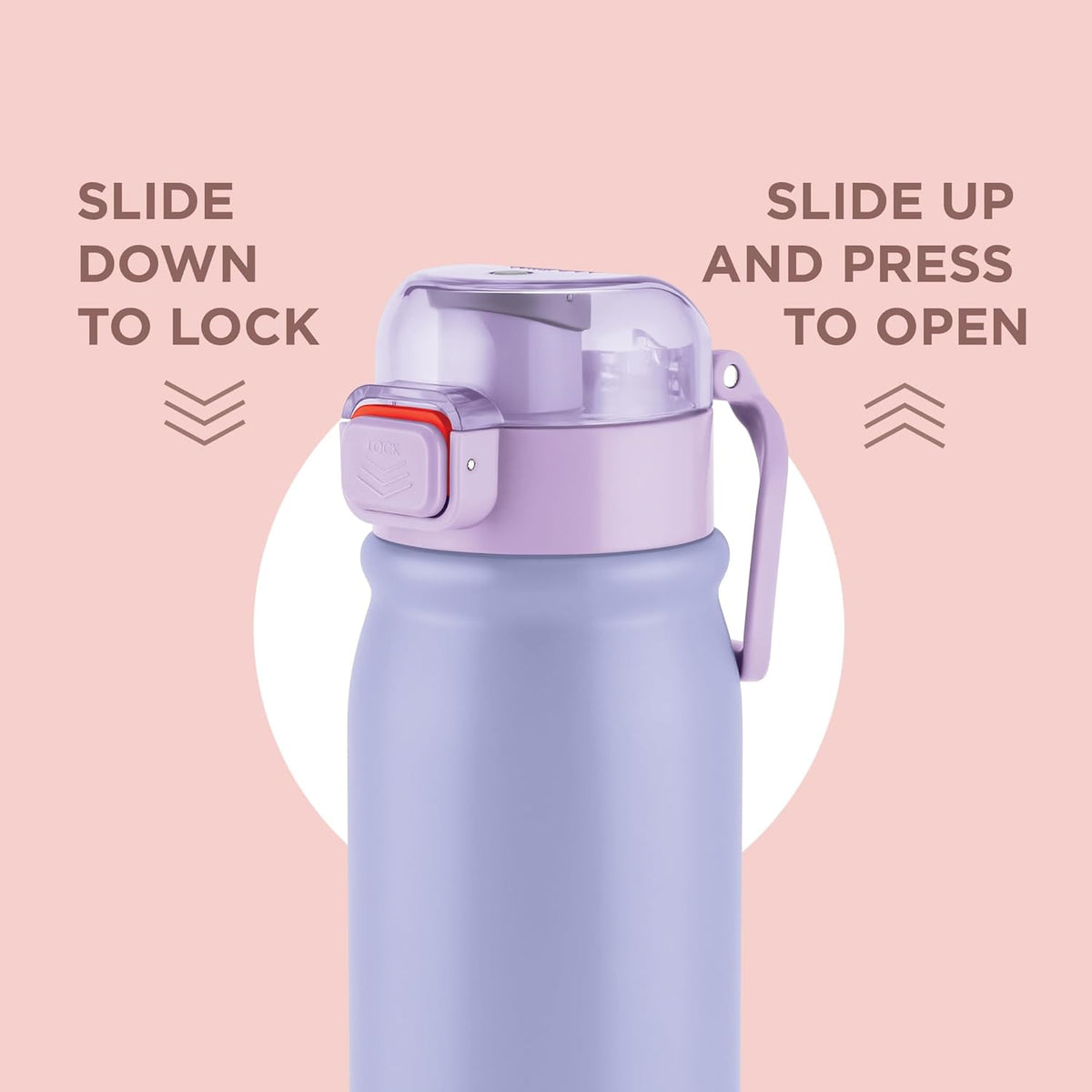 MILTON Reva 1000 ISI Certified Stainless Steel Water Bottle with Twin Lid Sip or Gulp, 1 Litre | Single Wall, BPA-Free, Leakproof | Sturdy Handle | Ideal for Home, Office, Gym & Travel, Purple