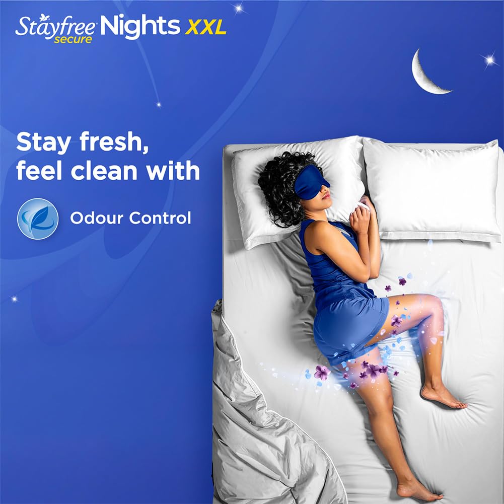 Stayfree Secure Nights XXL Sanitary Pads for Women | 98 Pads Combo Pack| Cottony Soft Cover | Upto 100% leakage protection | Buy XXL at XL price | Absorbs 2x Faster with Wider Back