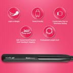 Ikonic Me Black Beauty Hair Straightener, Ceramic Floating Plates, Adjustable Temperature Up To 230°C, Quick Heat-Up Technology, Smooth, Sleek & Shiny Hair Styling, Hair Straightening Tool For Women, Black