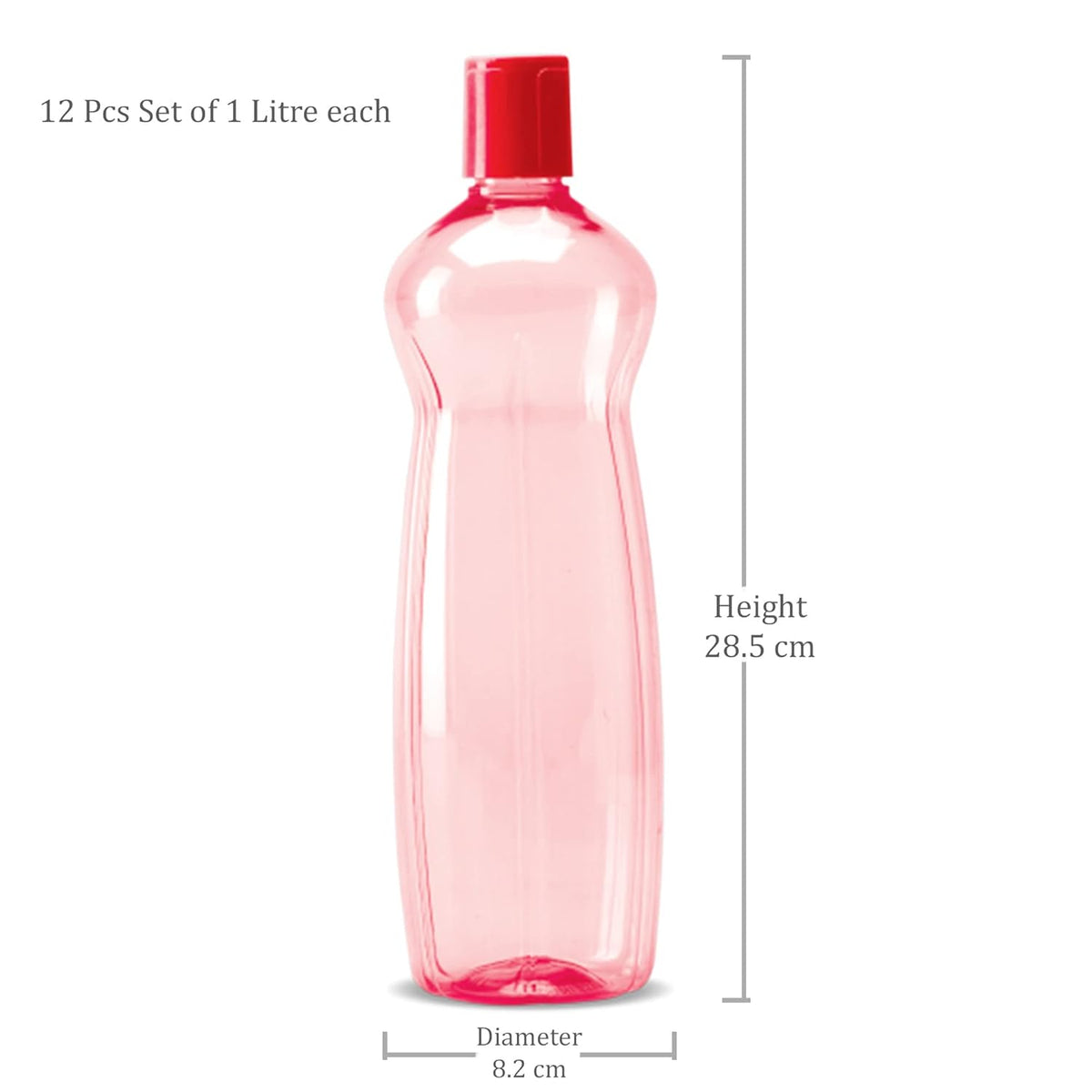 MILTON Pacific 1000 Pet Water Bottles, 1 Litre Each, Set of 12, Sky Blue and Red | BPA Free | Leak Proof | Office Bottle | Gym Bottle | Home | Kitchen | Travel Bottle | Hiking | Treking | Reusable