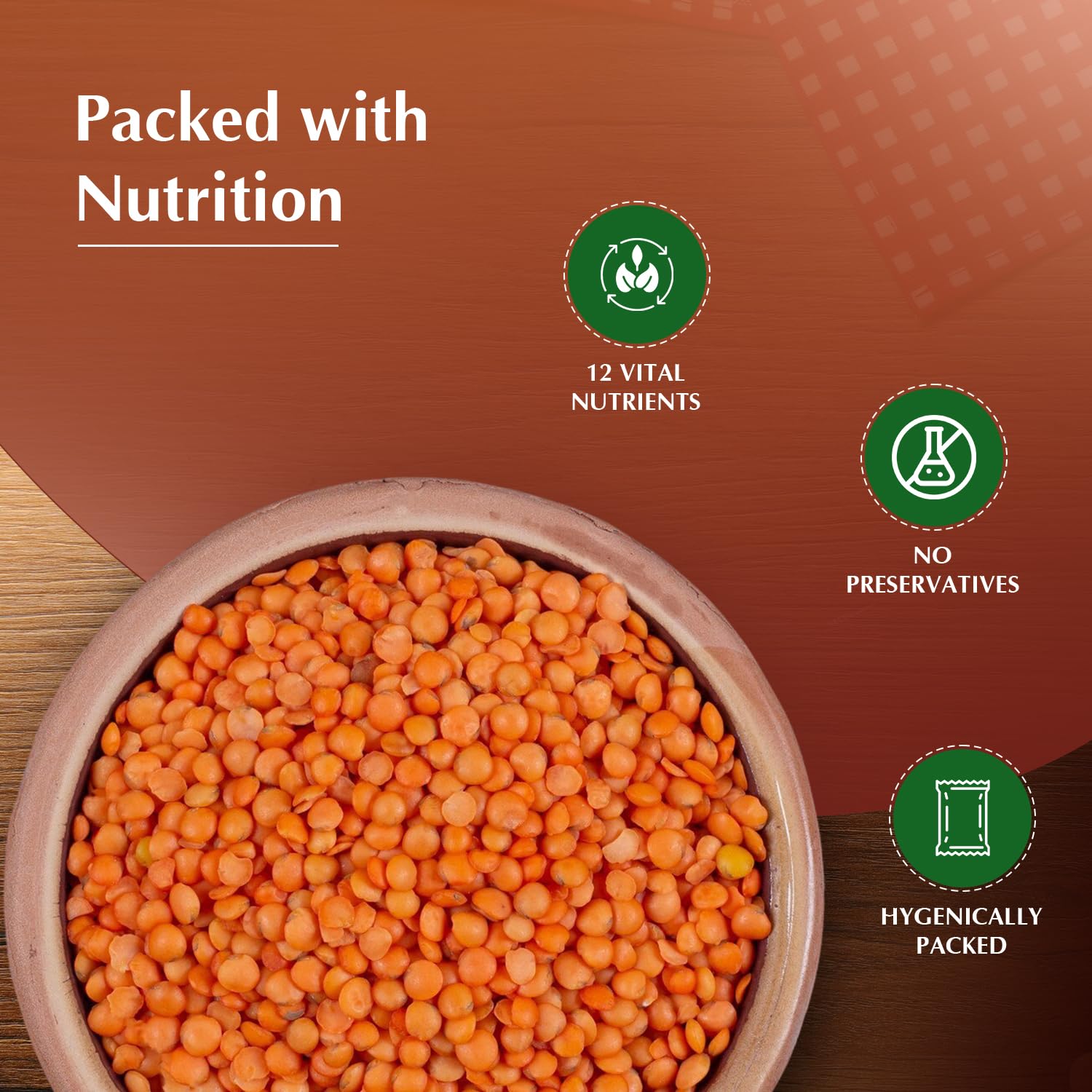 Amazon Brand - Vedaka Unpolished Red Masoor Dal (Whole) | 1 Kg
