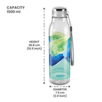 MILTON Helix 1000 Water Bottle, 1 Litre, Reusable Plastic Fridge Bottle, BPA Free and Leak Proof Bottles for Travel, Work, Pack of 1, Green