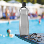 MILTON Pacific Pack of 6 Water Bottles, 1 Litre Each, Reusable Plastic Fridge Bottle Set, BPA Free and Leak Proof Bottles for Travel, Work, Grey