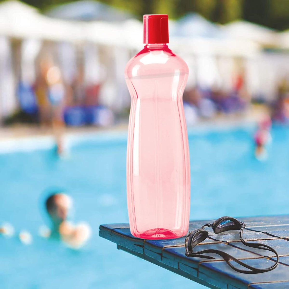 MILTON Pacific 1000 Pet Water Bottles, 1 Litre Each, Set of 12, Sky Blue and Red | BPA Free | Leak Proof | Office Bottle | Gym Bottle | Home | Kitchen | Travel Bottle | Hiking | Treking | Reusable