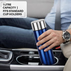 CELLO H2O Stainless Steel Water Bottle for Office & Daily Use 1000 ml Blue | Single Wall Freezer & Fridge Safe, Lightweight & Stylish Leakproof Rustproof Steel Water Bottle for School, Gym & Travel