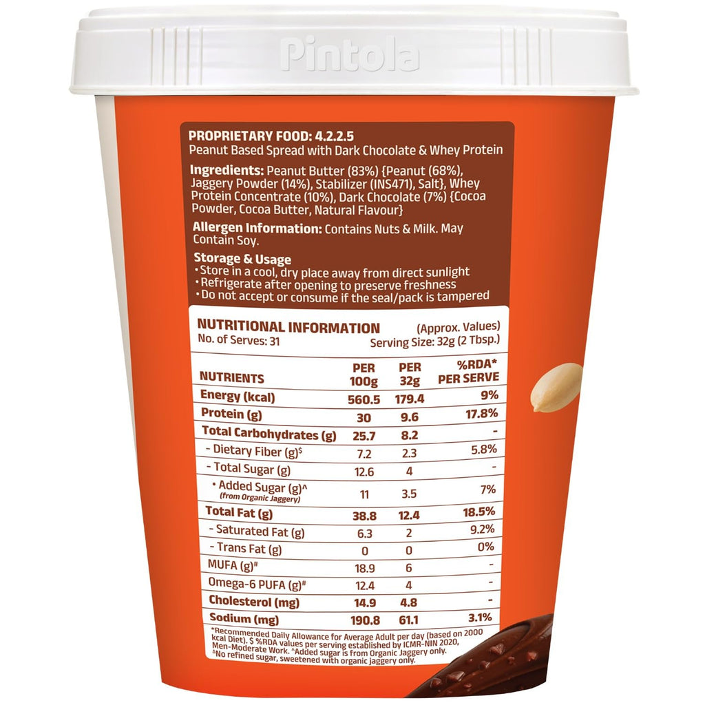 PINTOLA High Protein Peanut Butter Chocolate Flavour Crunchy 1kg
