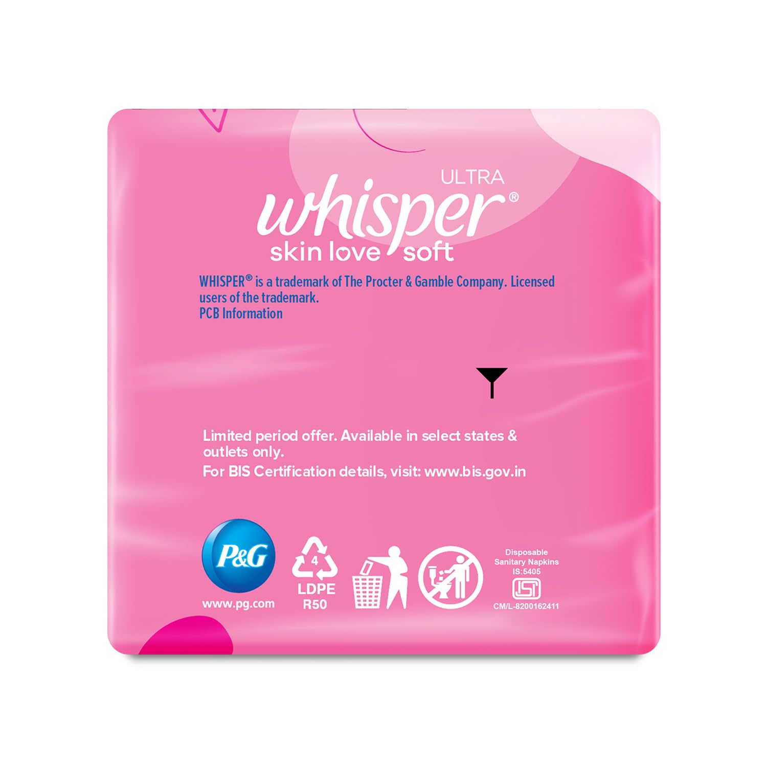 Whisper Ultra Skin Love Soft Sanitary Pads for Women, XL+ 15 Pads