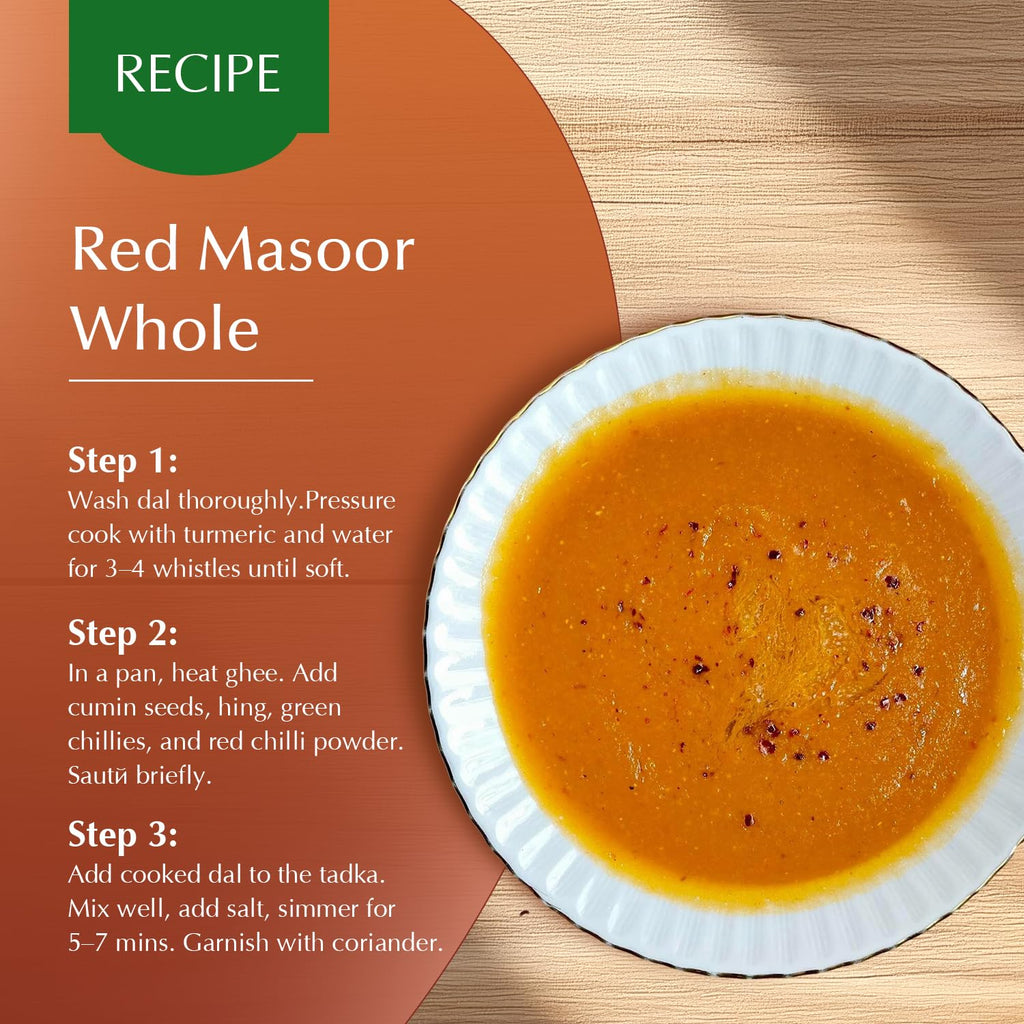 Amazon Brand - Vedaka Unpolished Red Masoor Dal (Whole) | 1 Kg