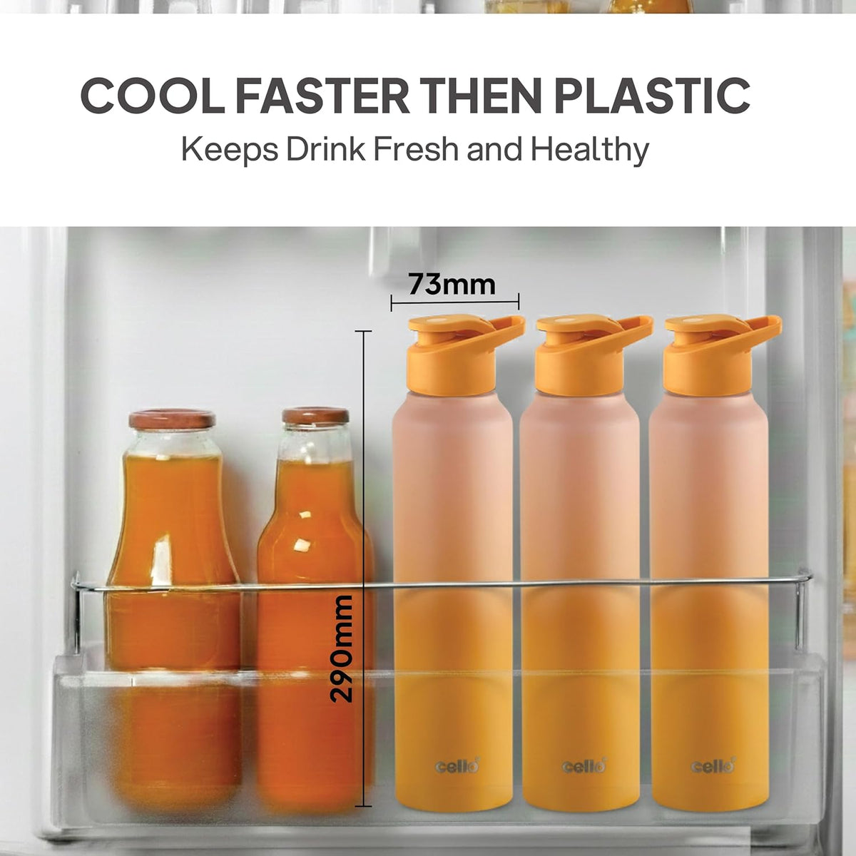 CELLO Aqua Pro Max Stainless Steel Water Bottle 1000 ml Pink & Yellow | ISI Certified Single Wall Rust & Leakproof Fridge Safe Stylish Easy Grip Colorful Steel Water Bottle For Office & Daily Use