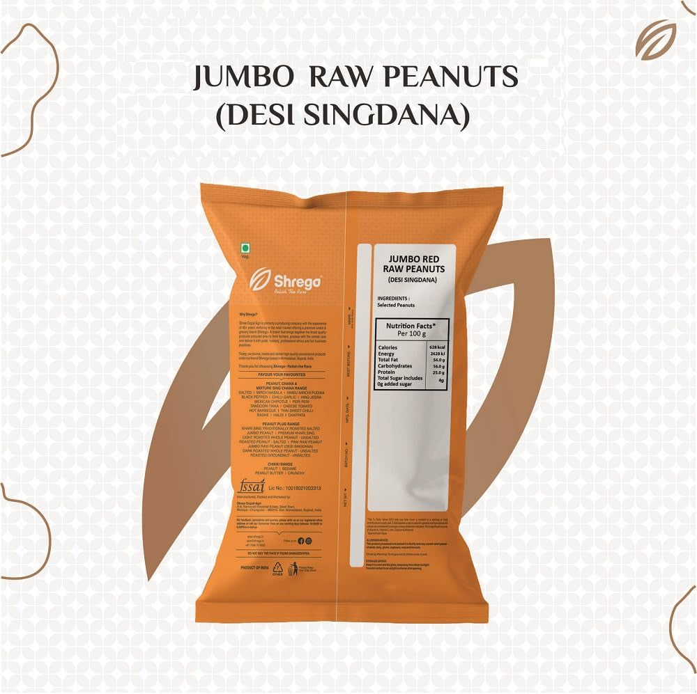 Shrego Jumbo Raw Peanut, Desi Singdana, Vacuum Packed (1 kg)