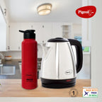 Pigeon 1.5 litre Hot Kettle and Stainless Steel Water Bottle Combo used for boiling Water, Making Tea and Coffee, Instant Noodles, Soup with Auto Shut- off Feature, 1300 W