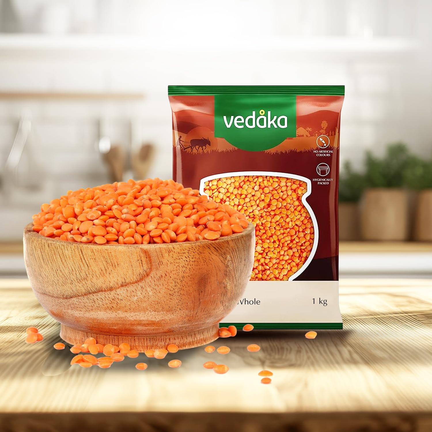 Amazon Brand - Vedaka Unpolished Red Masoor Dal (Whole) | 1 Kg