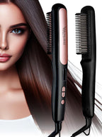 Urban yog MakeMeeBold Hair Straightener Brush| Frizz Free Hair | Electric Hair Straightner Comb | With Ceramic Coated Plates, 5 Temperature Controls,1200 Watt, Black