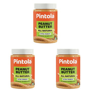 Pintola All Natural Peanut Butter Extra Crunchy 1kg  (Pack of 3)
