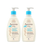 Aveeno Baby Daily Moisture Wash and Shampoo (354ml) | Cleanses hair & body | Oat kernel extract & glycerin | Tear-free, soap-free, paraben-free, hypoallergenic | US #1 Pediatrician recommended