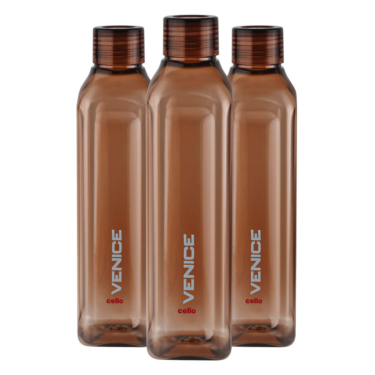 CELLO Venice Exclusive Edition Water Bottles Set of 3, 1000ml Each Brown | Unbreakable, Food Grade, Air Tight, Leakproof Bottle Set | Reusable Set of Fridge Pet Water Bottles For Home, Office, Gifting