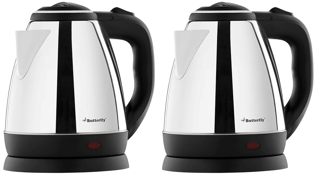 Butterfly EKN 1.5 Litre Stainless Steel Electric Kettle | 1500 W | 360 Swivel Power Base | Auto Shut Off | For Hot Water, Tea, Coffee, Noodles | Dry Boil Protection | (Pack of 2)