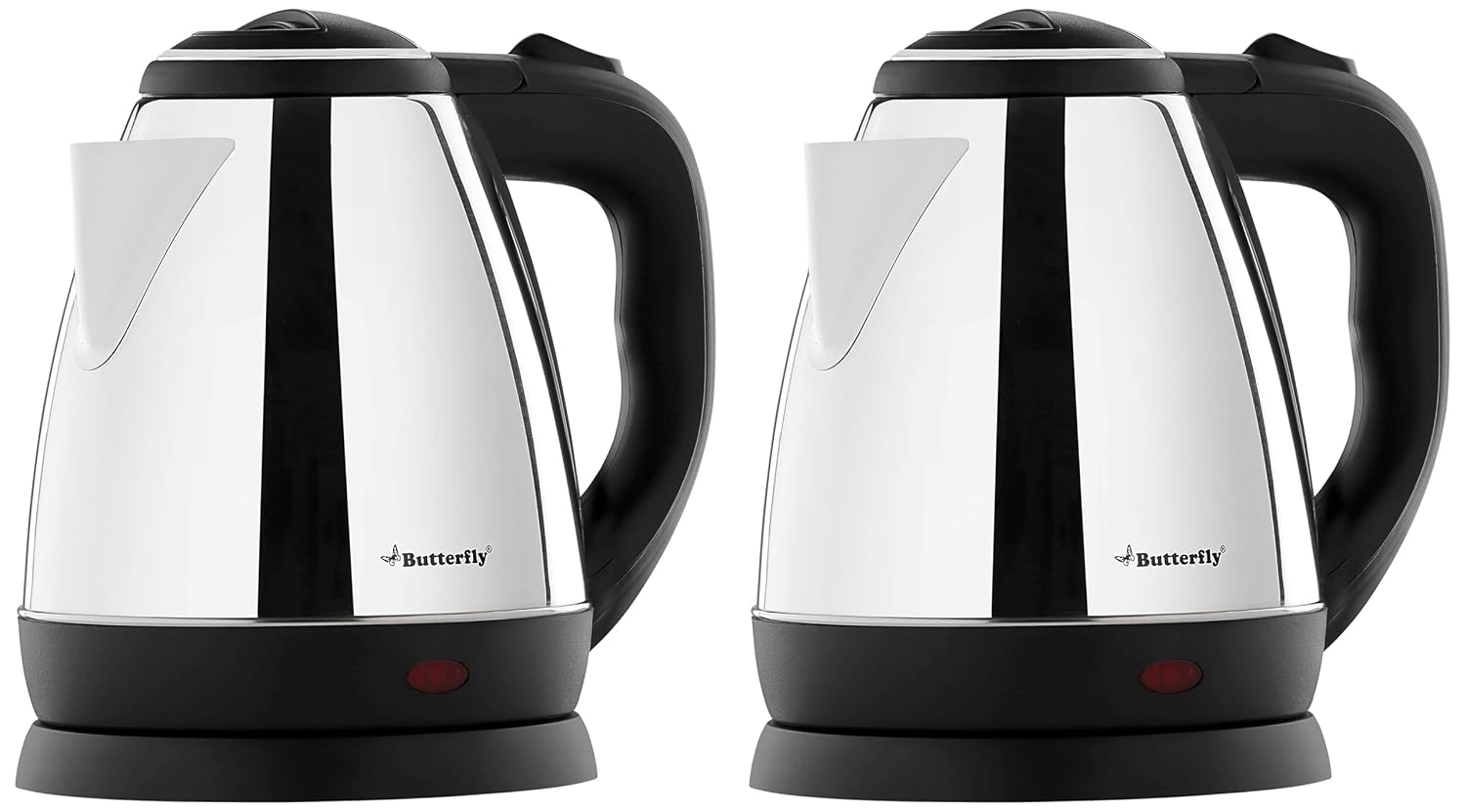 Butterfly EKN 1.5 Litre Stainless Steel Electric Kettle | 1500 W | 360 Swivel Power Base | Auto Shut Off | For Hot Water, Tea, Coffee, Noodles | Dry Boil Protection | (Pack of 2)