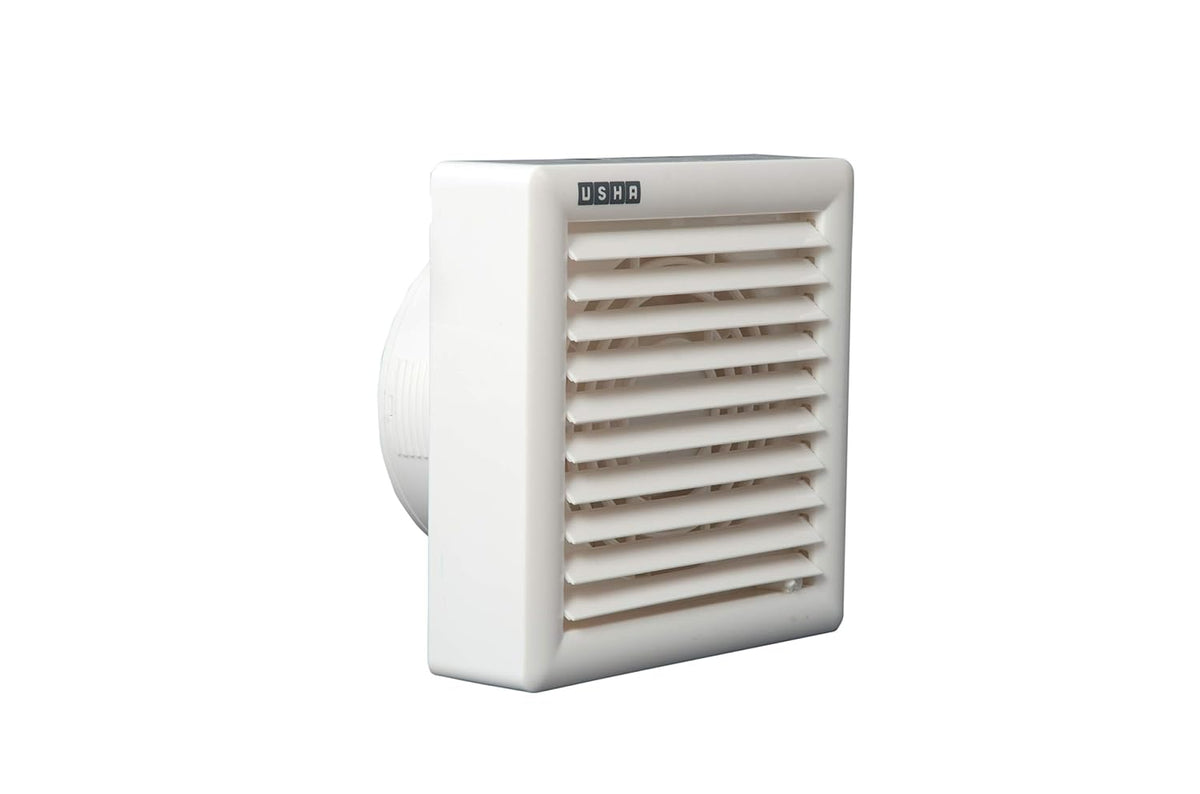 Usha Crisp Air Premia BV 150 mm (6‑Inch) Exhaust Fan for Bathroom| 100% Copper Motor | Automatic Front Shutter | Low‑Noise | Rust‑Proof Body & Blades | White